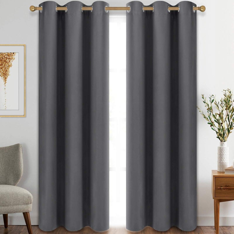Diraysid Grey Blackout Curtains for Bedroom Grommet Thermal Insulated Room Darkening Curtains (42 x 84 Inch, 2 Panels) - Image 1